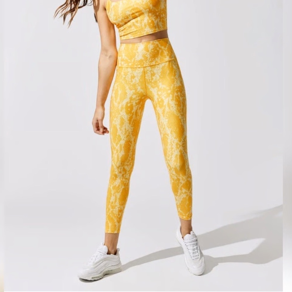 NWT Carbon38 Yellow Snake Print Leggings